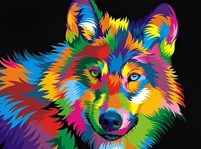 Farbiger Wolf Diamond Painting