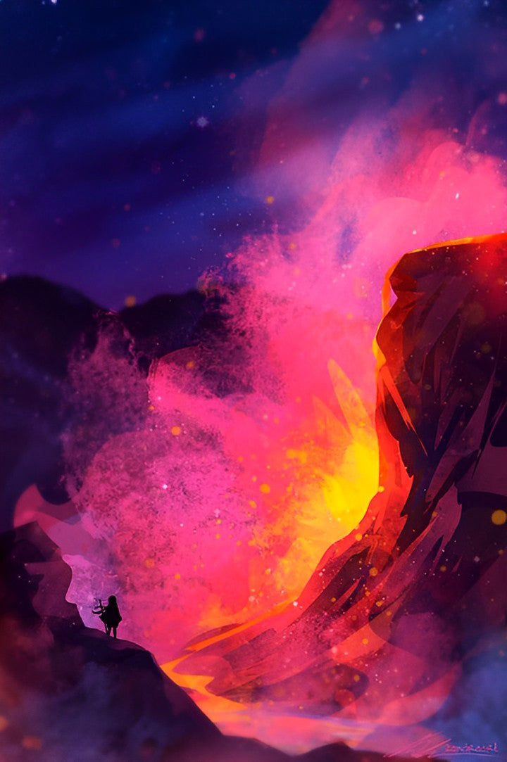 Feuer Berg Diamond Painting