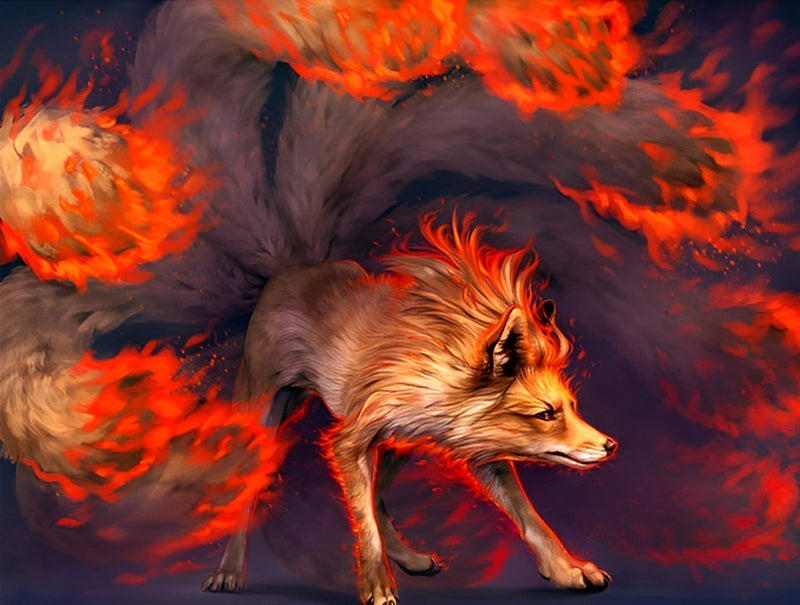 Feuer-Fuchs mit neun Schwänzen Diamond Painting