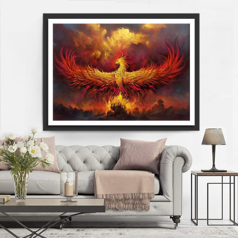 Feuer-Phönix und Wolken Diamond Painting