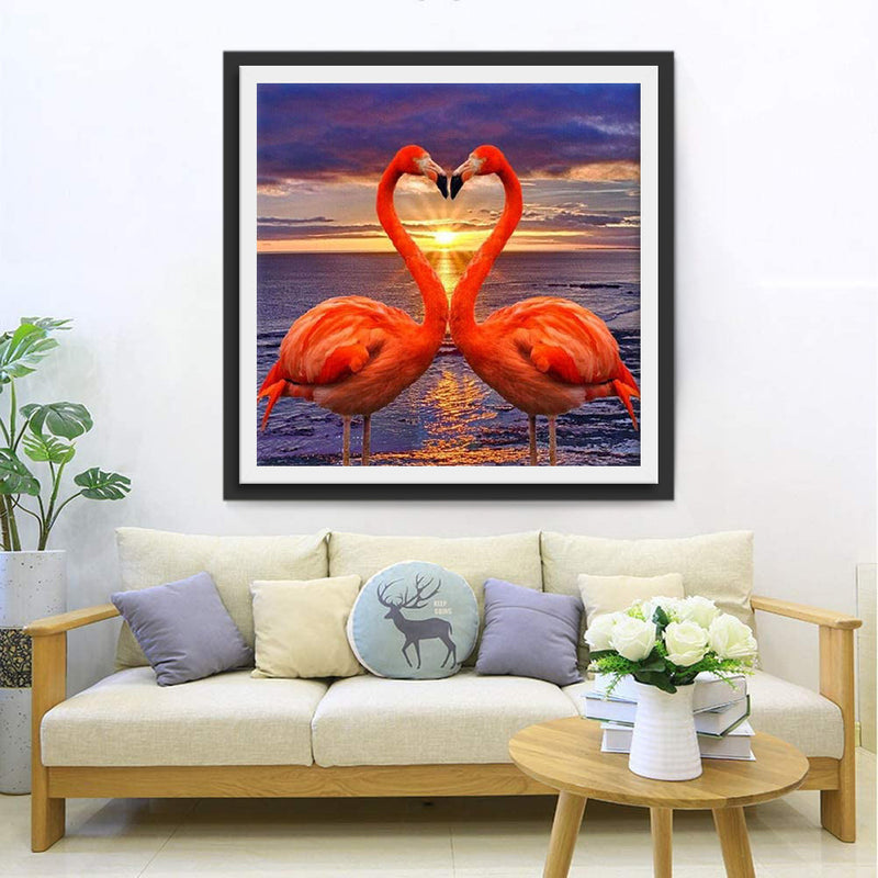 Flamingo-Paar bei Sonnenuntergang Diamond Painting