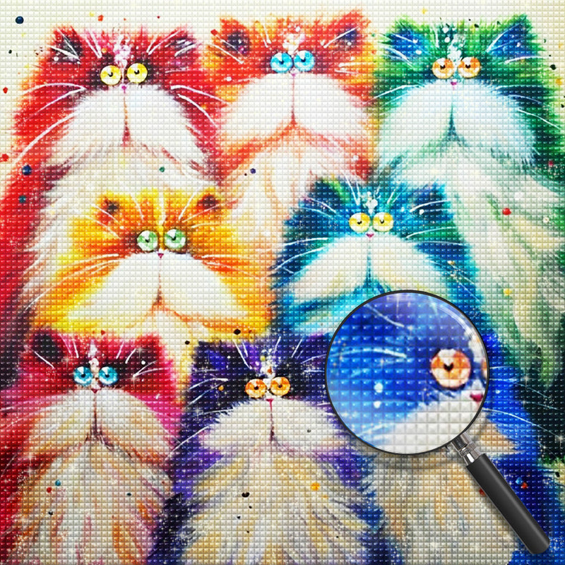 Flauschige Katzenfamilie Diamond Painting