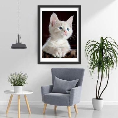 Flauschige weiße Katze Diamond Painting