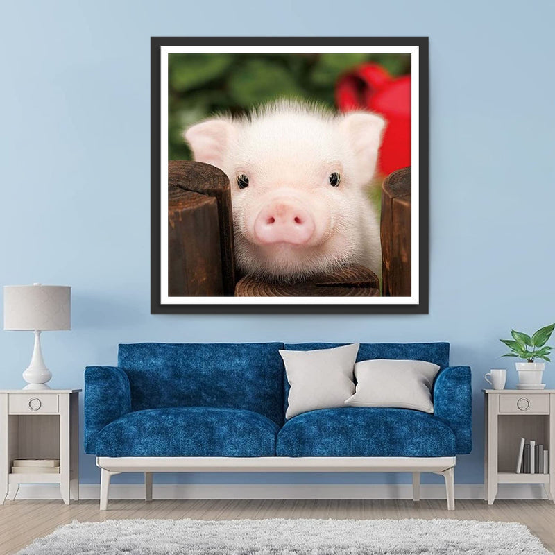 Flauschiges süßes Schwein Diamond Painting