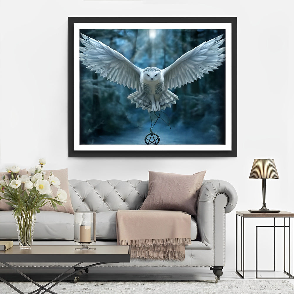 Fliegende weiße Eule Diamond Painting