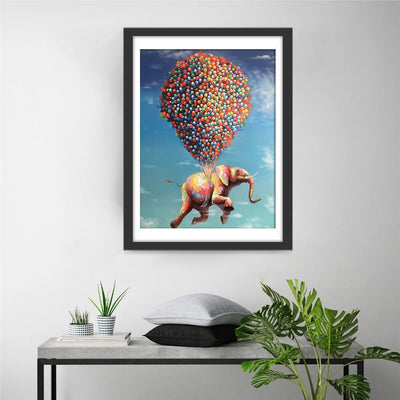 Fliegender Elefant mit bunten Ballons Diamond Painting