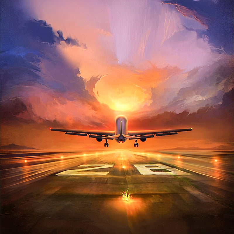 Flugzeug Sonnenaufgang Diamond Painting