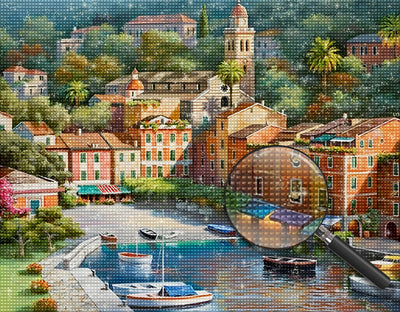 Fluss in einer kleinen Stadt Diamond Painting