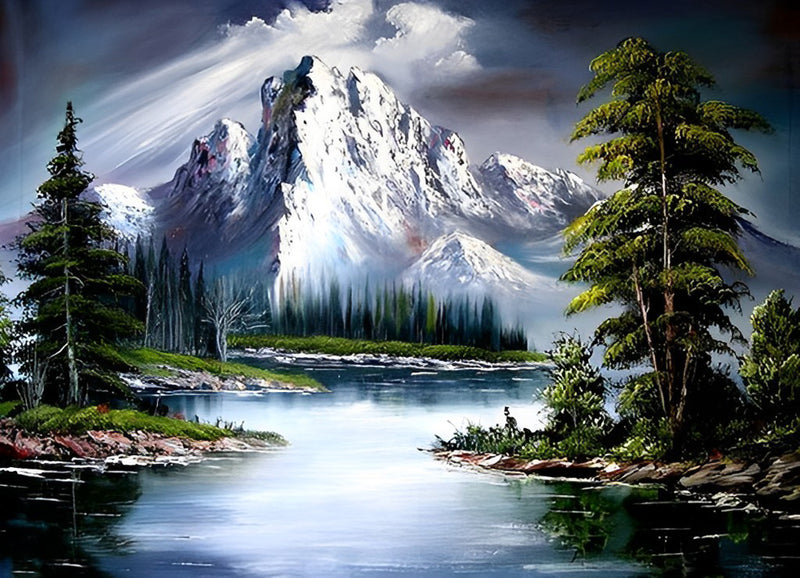 Fluss unter dem Schneeberg Diamond Painting