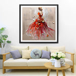 Frau im roten Kleid Diamond Painting