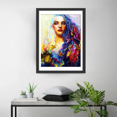 Frau mit bunten Haaren Diamond Painting