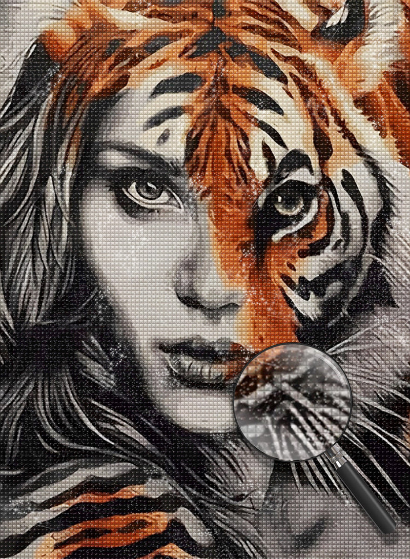 Frau mit einer Tigermaske Diamond Painting