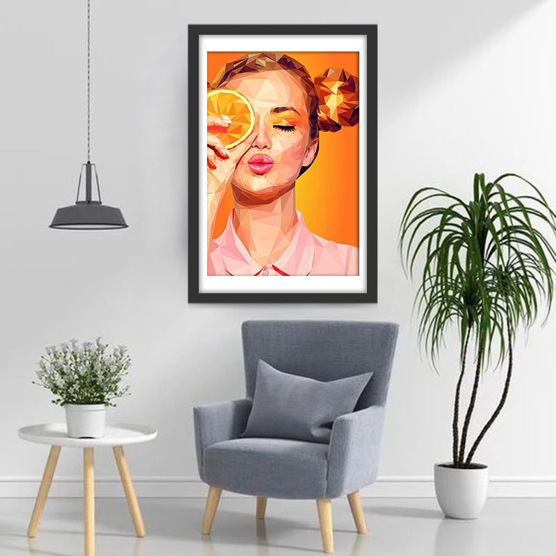 Frau mit Orange Diamond Painting