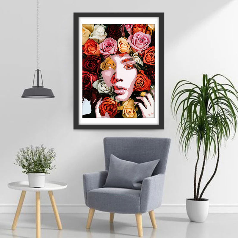 Frau mit Rosen Diamond Painting