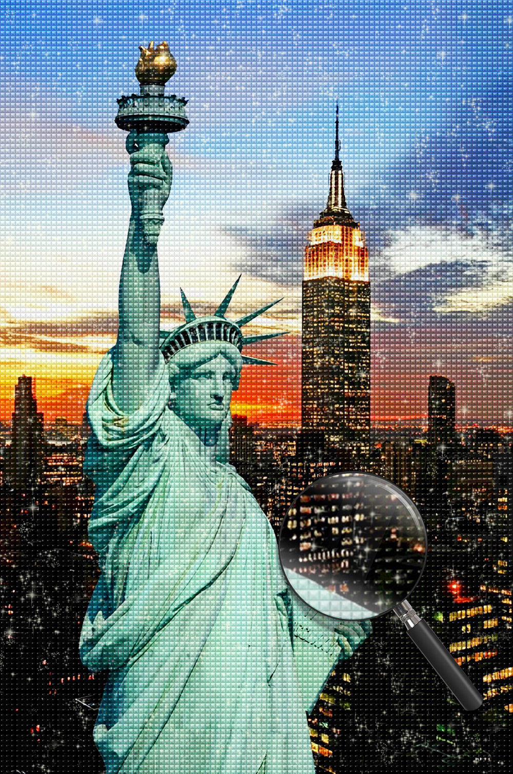 Freiheitsstatue in der Nacht Diamond Painting