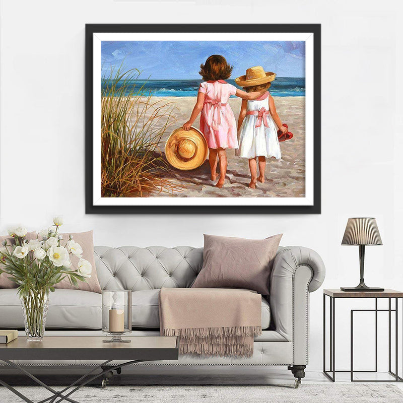 Freundinnen am Strand Diamond Painting