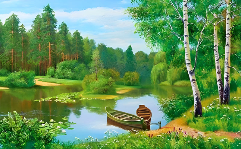 Frühlingslandschaft im Wald Diamond Painting