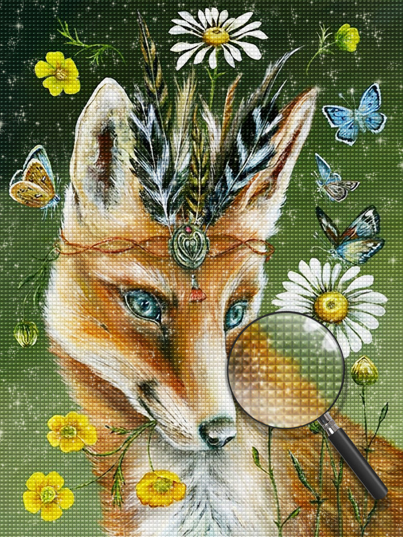 Fuchs Blumen Schmetterlinge Diamond Painting