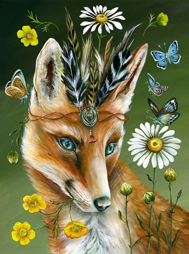 Fuchs Blumen Schmetterlinge Diamond Painting