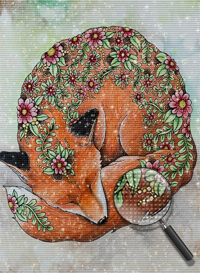 Fuchs mit Blumen Diamond Painting