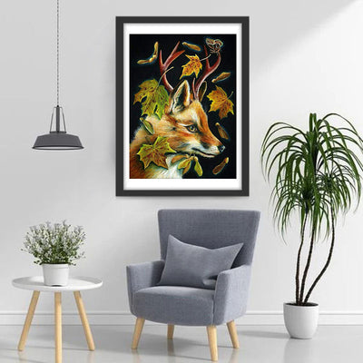 Fuchs mit Geweihen im Dunkeln Diamond Painting