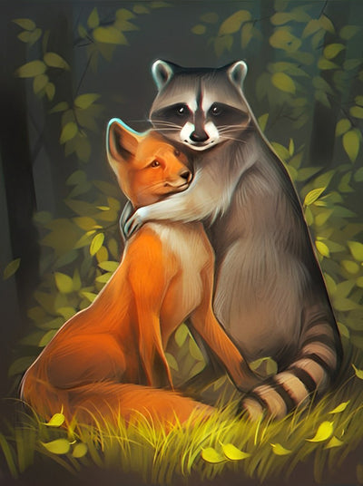 Fuchs und Waschbär Diamond Painting