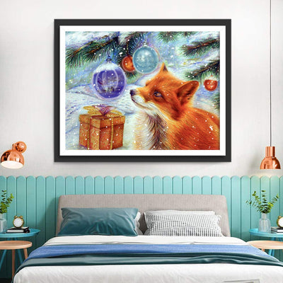 Fuchs und Weihnachtsgeschenk Diamond Painting