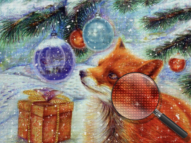 Fuchs und Weihnachtsgeschenk Diamond Painting