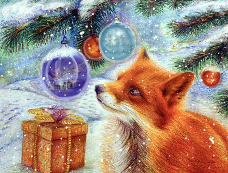 Fuchs und Weihnachtsgeschenk Diamond Painting