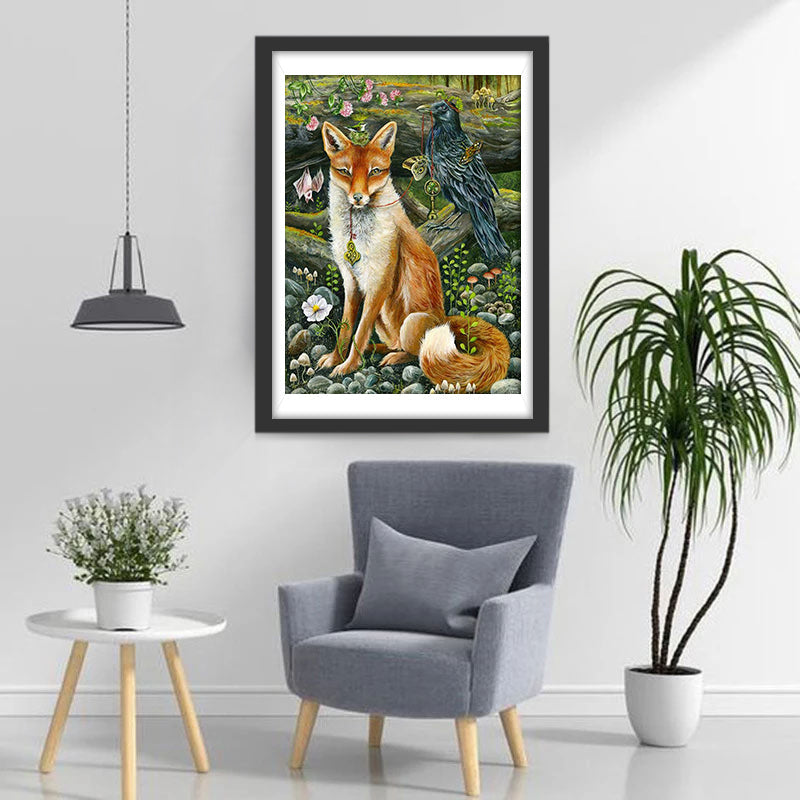 Fuchs Vogel Blumen Diamond Painting