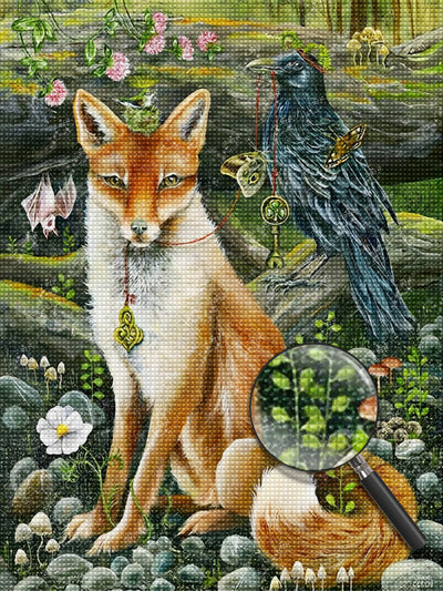 Fuchs Vogel Blumen Diamond Painting