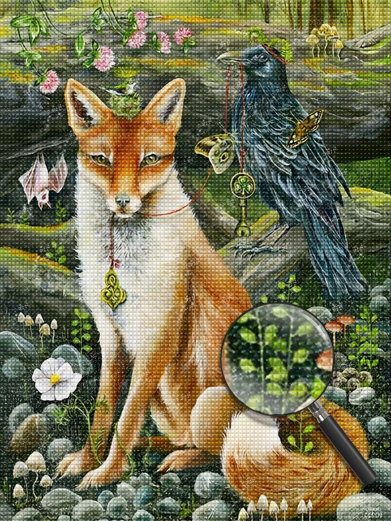 Fuchs Vogel Blumen Diamond Painting