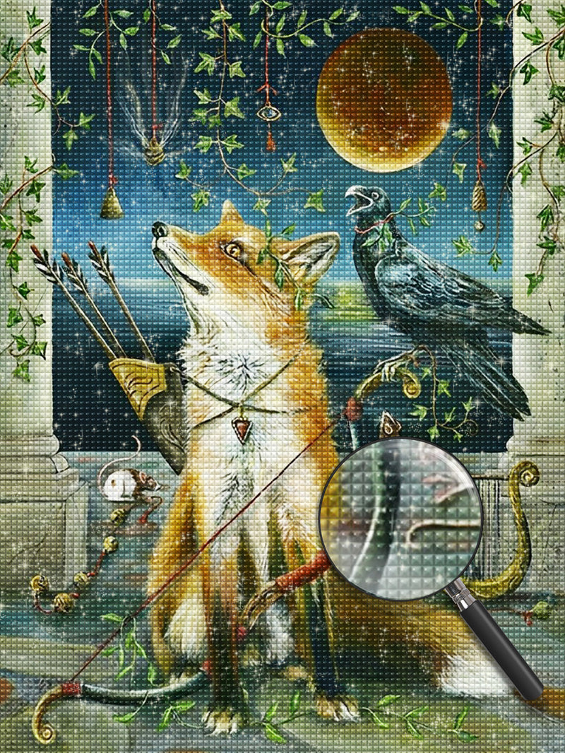 Fuchs Vogel Mond Diamond Painting