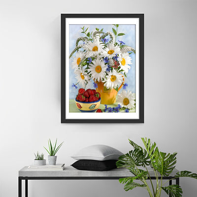 Gänseblümchen und Erdbeeren Diamond Painting