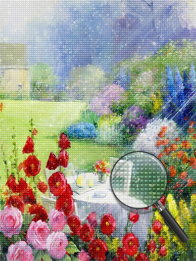 Garten Blumen Tisch Diamond Painting