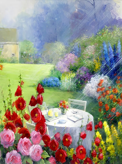 Garten Blumen Tisch Diamond Painting