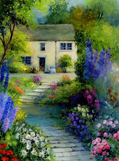 Garten und Haus im Land Diamond Painting