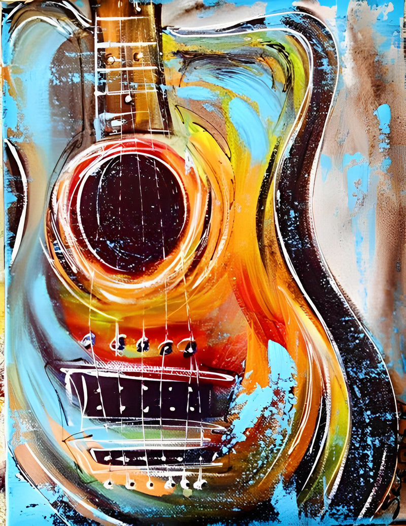 Gebrochene bunte Gitarre Diamond Painting