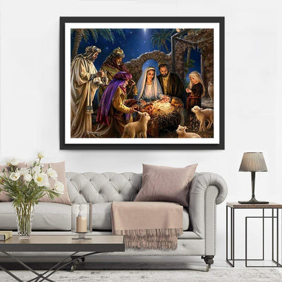 Geburt von Jesus in der Krippe Diamond Painting