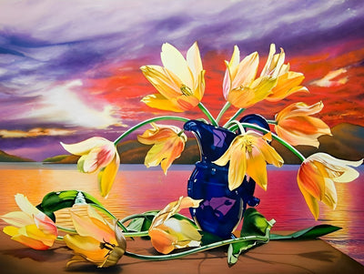 Gelbe Tulpen bei Sonnenuntergang Diamond Painting