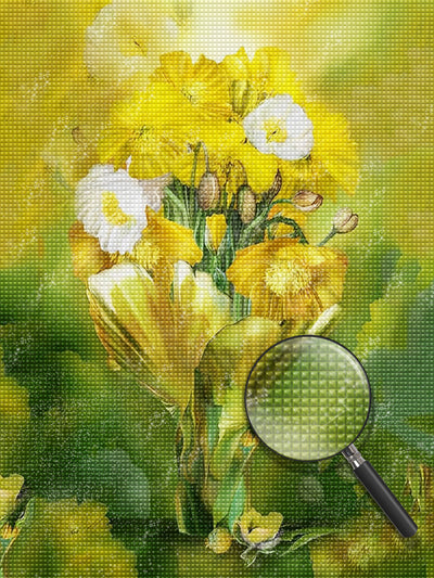 Gelbe und weiße Mohnblumen Diamond Painting