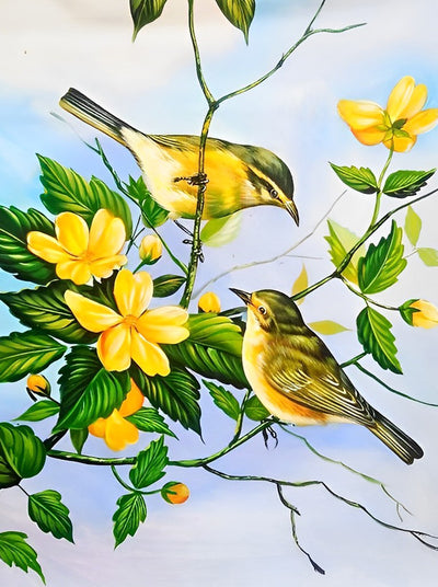 Gelbe Vögel und Blumen Diamond Painting