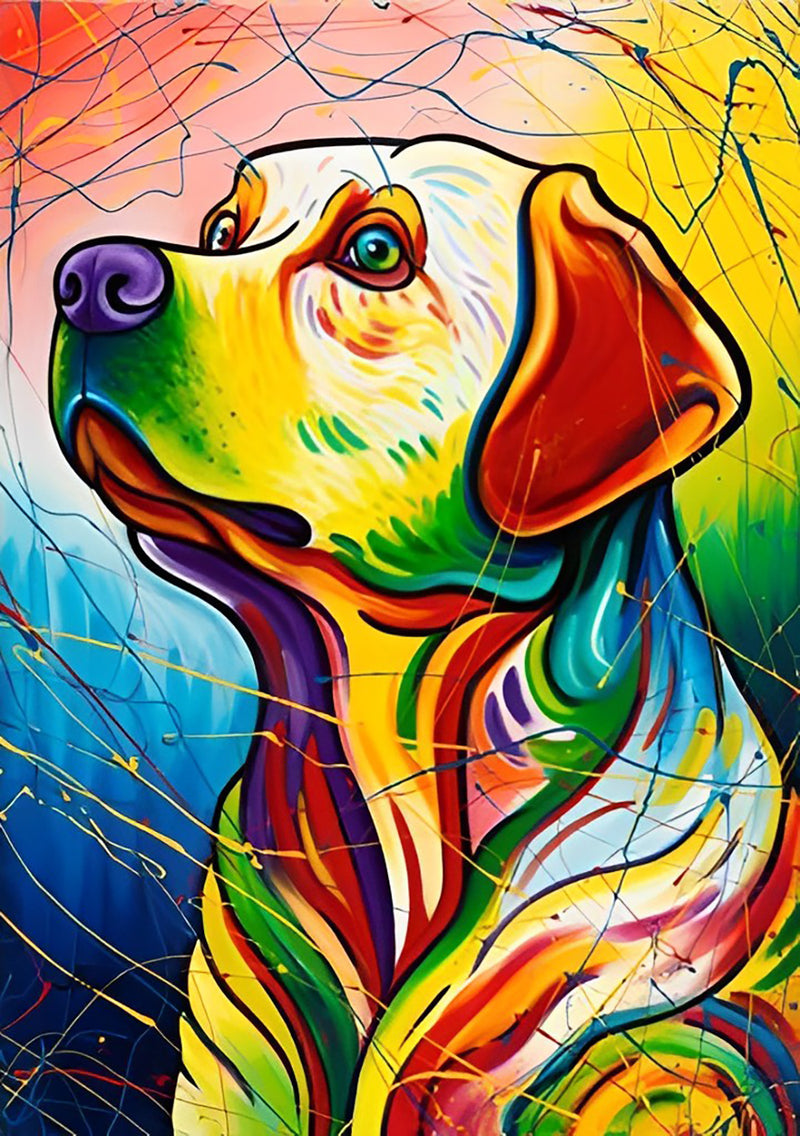 Gelber Hund im Pop-Stil Diamond Painting