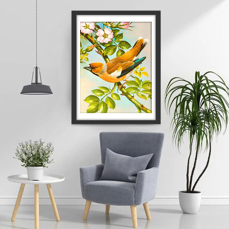 Gelber Vogel und Blumen Diamond Painting