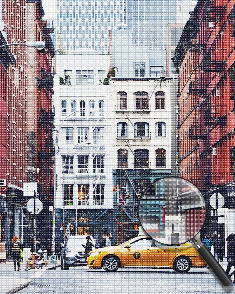 Gelbes Taxi auf der Straße von New York Diamond Painting