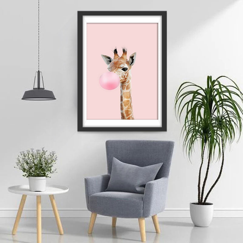 Giraffe mit rosa Ballon Diamond Painting