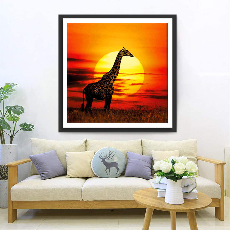 Giraffe vor Sonnenaufgang Diamond Painting