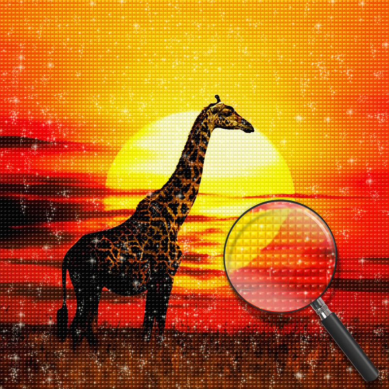 Giraffe vor Sonnenaufgang Diamond Painting