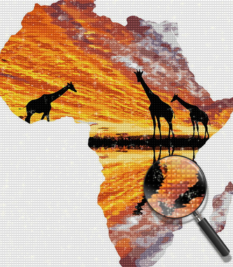 Giraffen auf der Karte von Afrika Diamond Painting