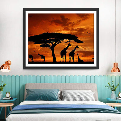 Giraffen unter dem Sonnenuntergang Diamond Painting